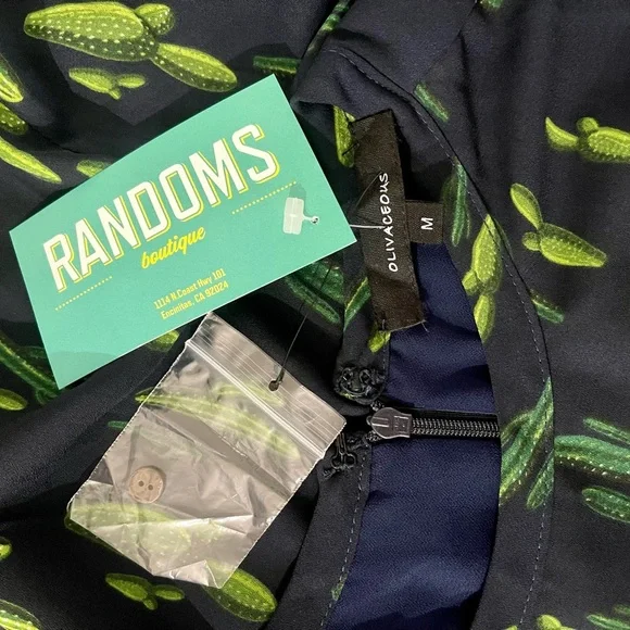 NWT Randoms Boutique Navy Blue Cactus Print Shift Dress Sz M Nashville Country - Picture 8 of 10